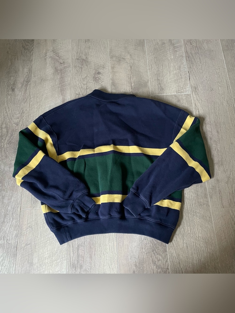 Polo by Ralph Lauren Arctic Navy Green & Yellow Striped Rugby Sweatshirt small - Picture 5 of 5